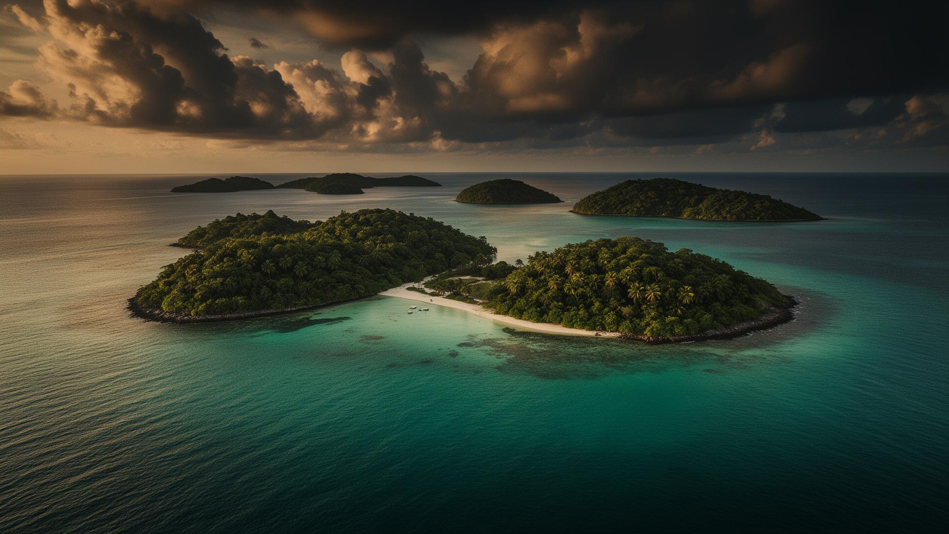 Aerial view of the Pearl Islands, Panama